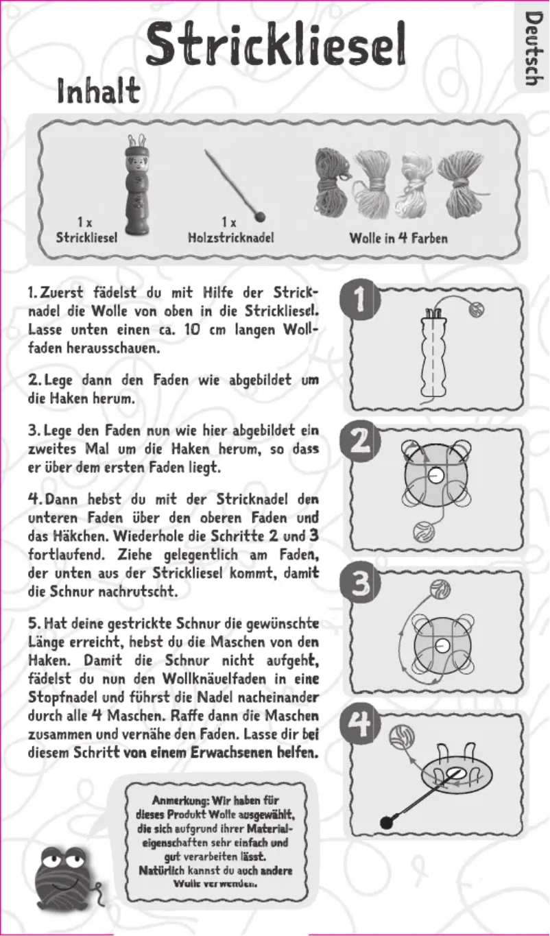 Page n°1 - Manuel utilisateur Schmidt Strickliesel