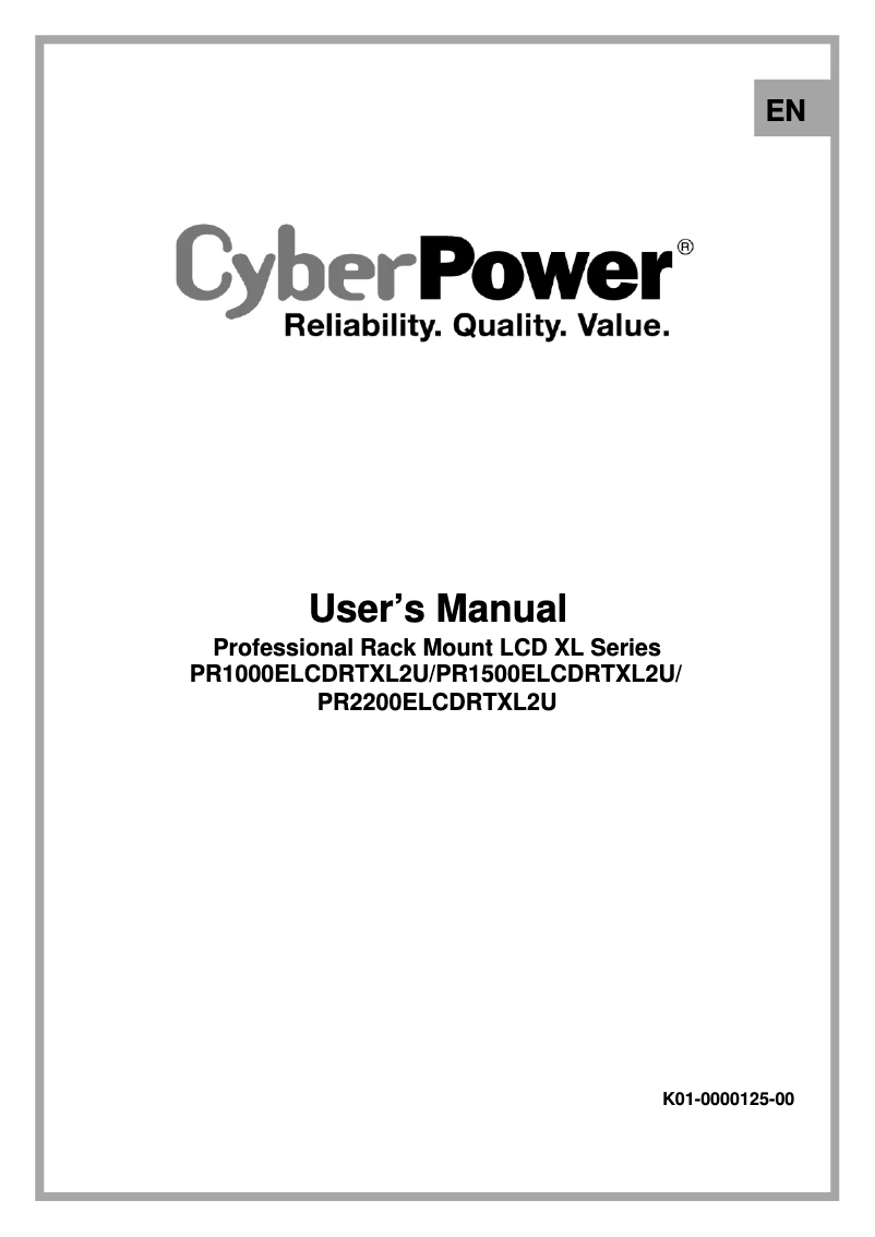 Page 1 de la notice Manuel utilisateur CyberPower PR1500ELCDRTXL2U