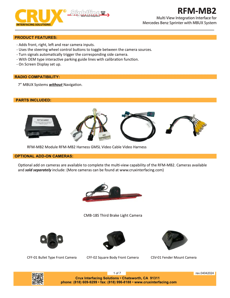 Page n°1 - Manuel utilisateur CRUX RFM-MB2