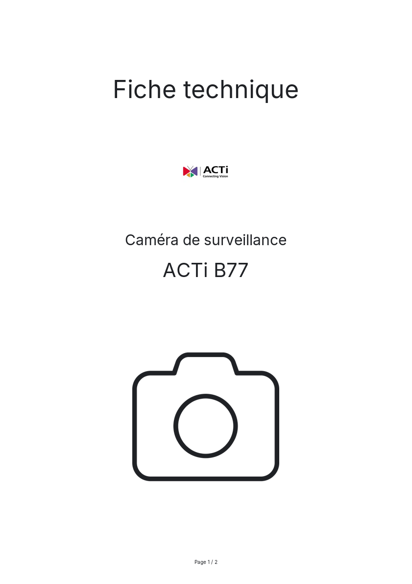 Image de la première page du manuel de l'appareil B77