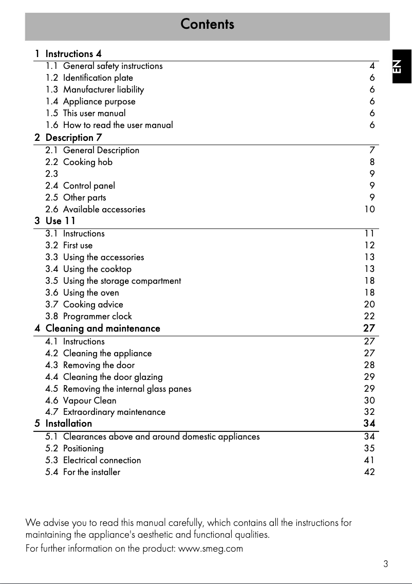 Page 1 de la notice Manuel utilisateur Smeg CS9IMXA