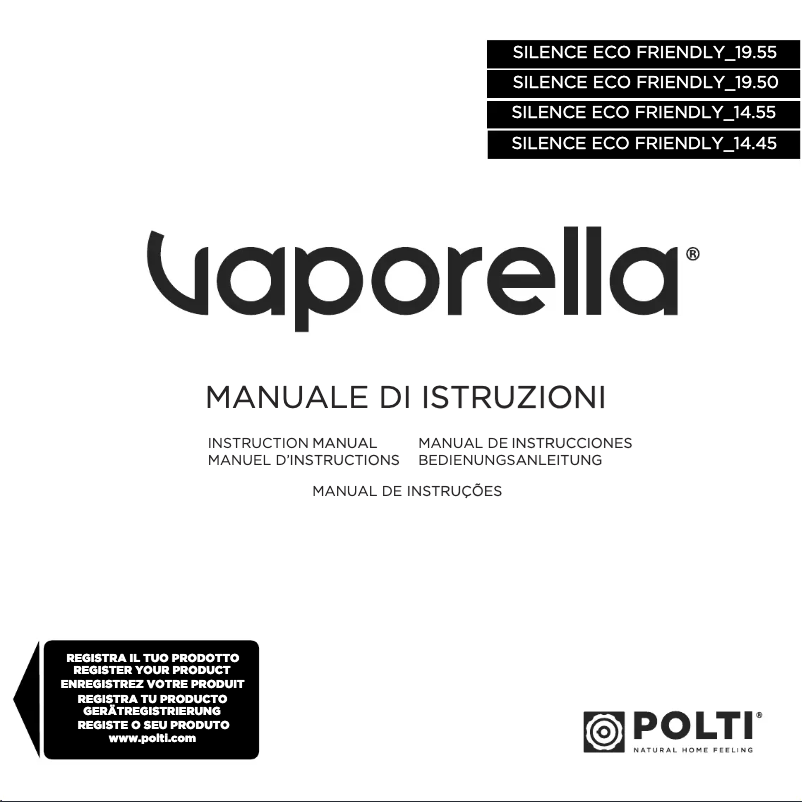 Image de la première page du manuel de l'appareil Vaporella Silence ECO Friendly 19.50