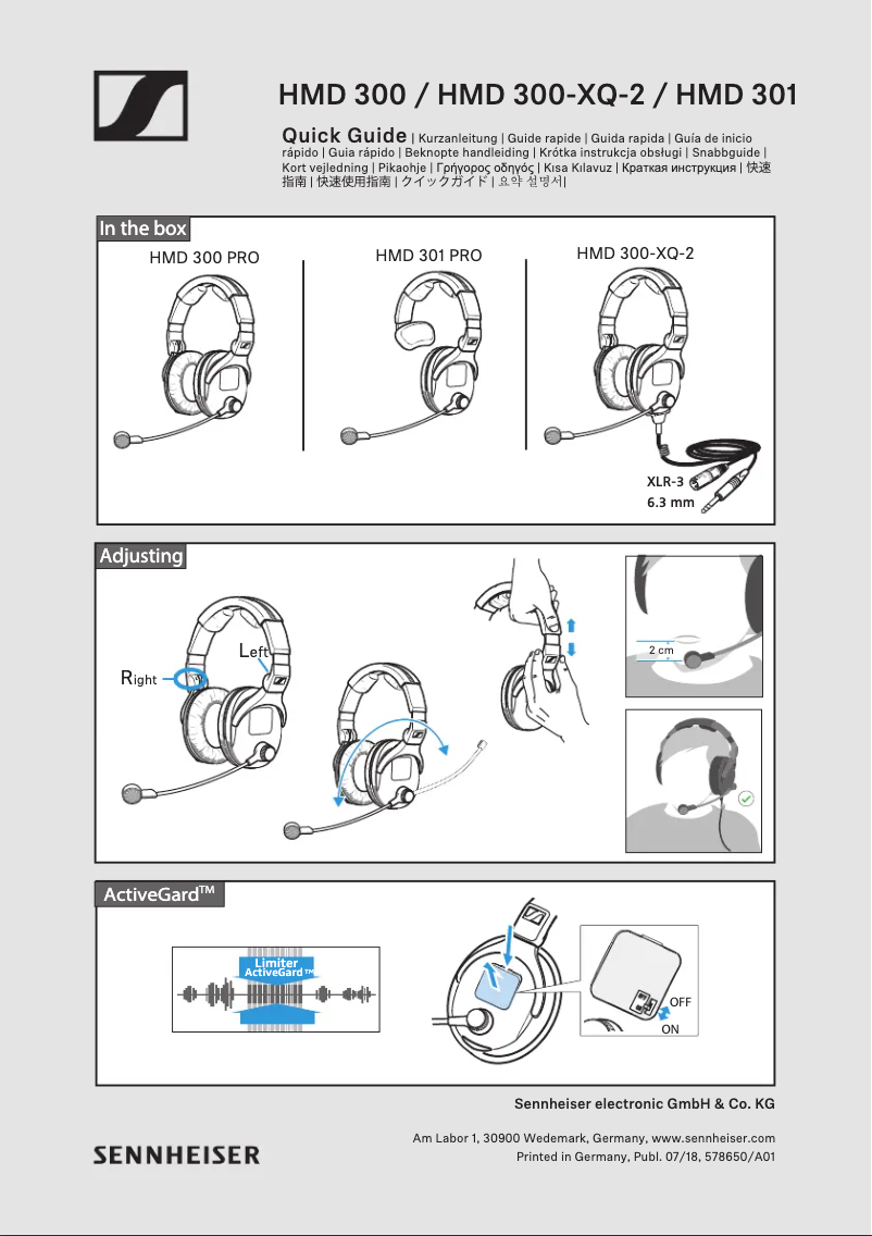 Page n°1 - Manuel utilisateur Sennheiser HMD 301 PRO
