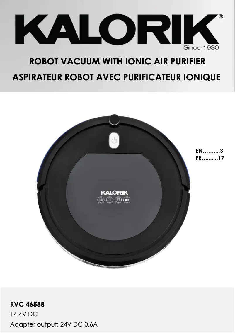 Page 1 de la notice Manuel utilisateur Kalorik RVC 46588