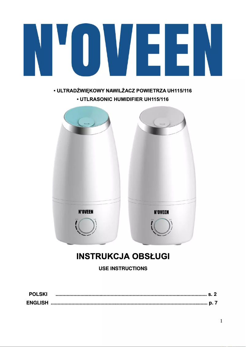 Page n°1 - Manuel utilisateur N'oveen UH115