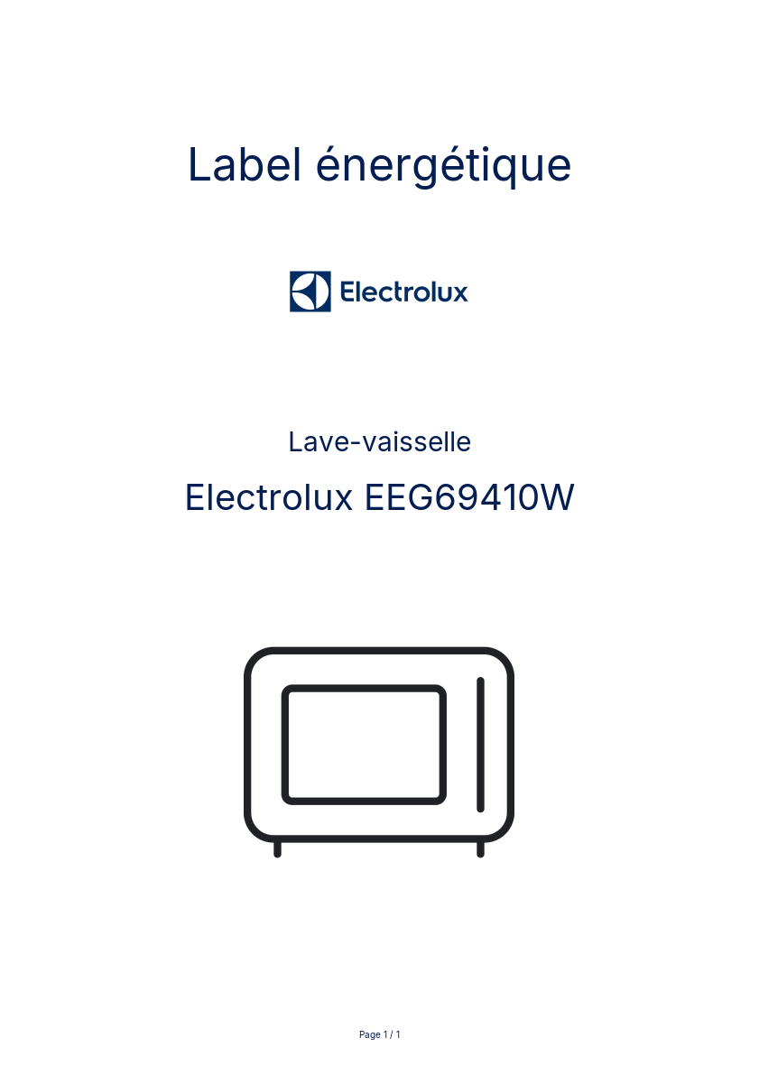 Image de la première page du manuel de l'appareil EEG69410W