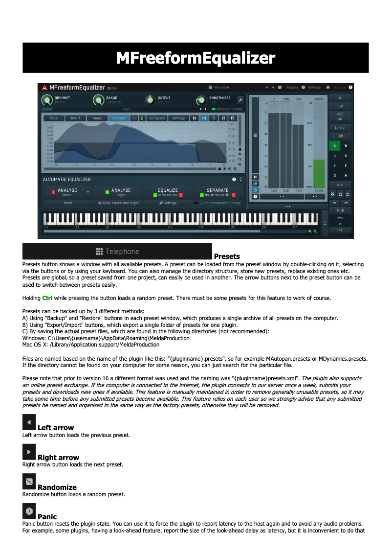 Page n°1 - Manuel utilisateur MeldaProduction MFreeformEqualizer