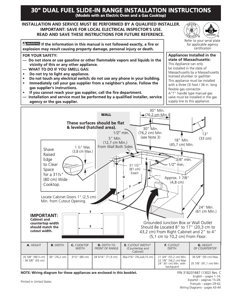 Page n°1 - Guide d'installation Electrolux EW30DS65GB