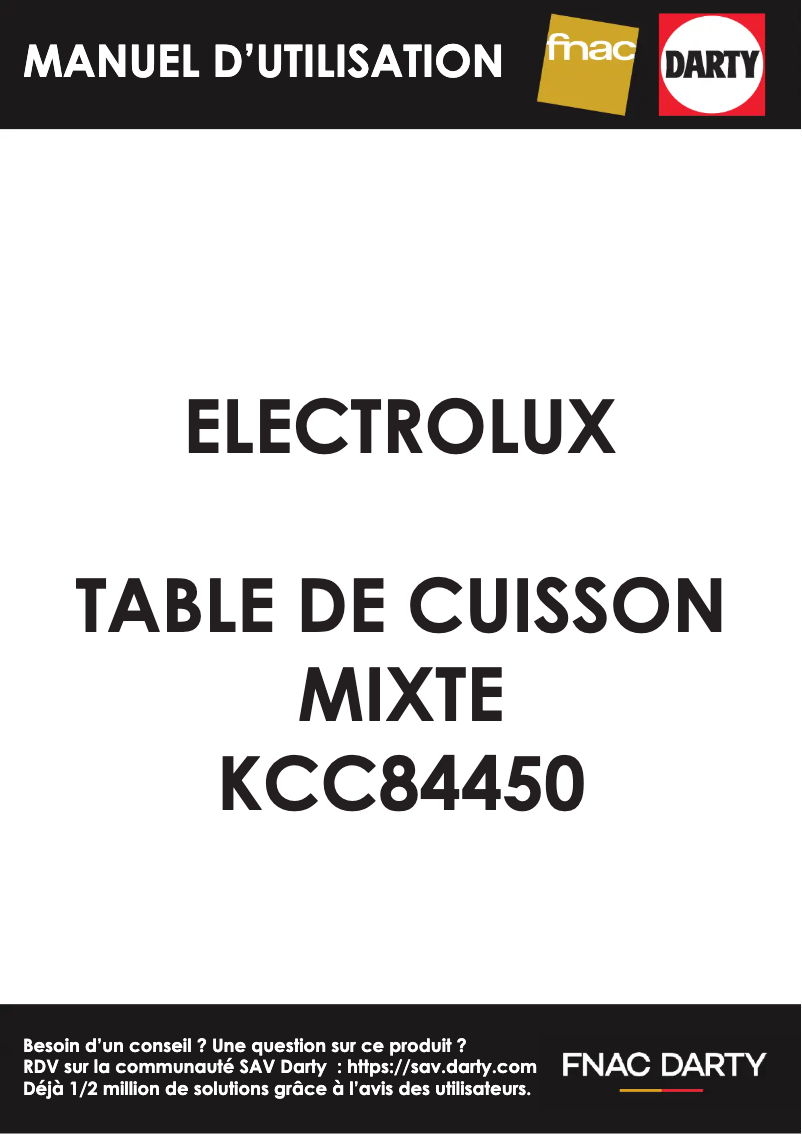Page 1 de la notice Manuel utilisateur Electrolux KCC84450