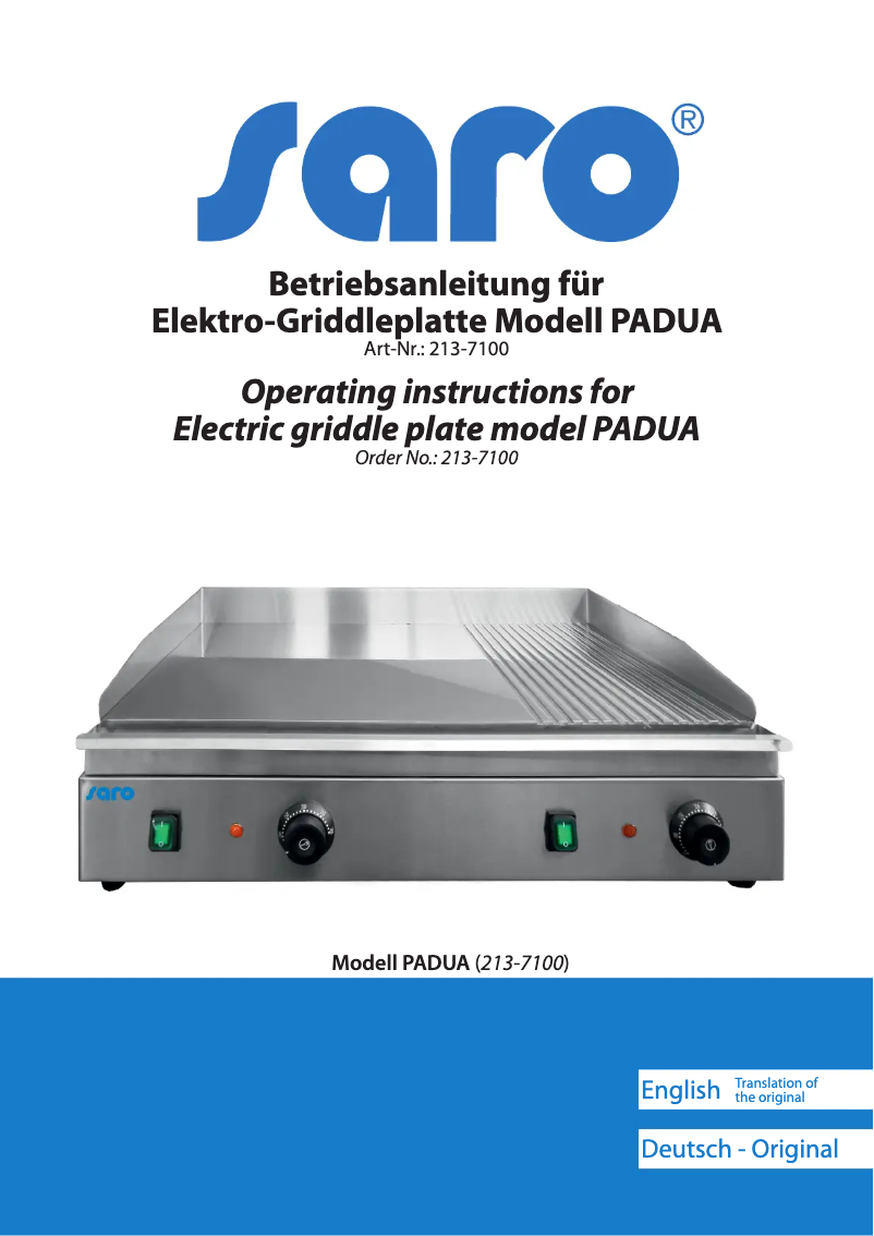 Image de la première page du manuel de l'appareil PADUAO 213-7100