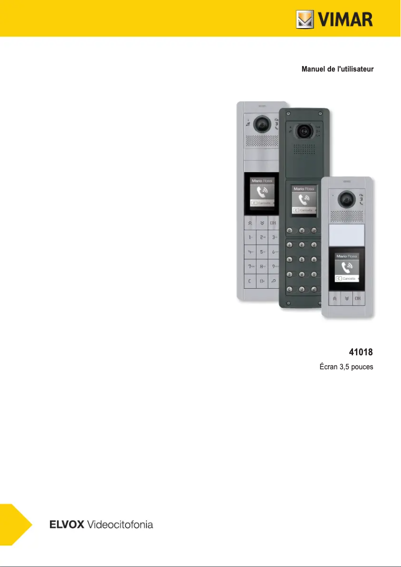 Page 1 de la notice Manuel utilisateur Vimar ELVOX 41018