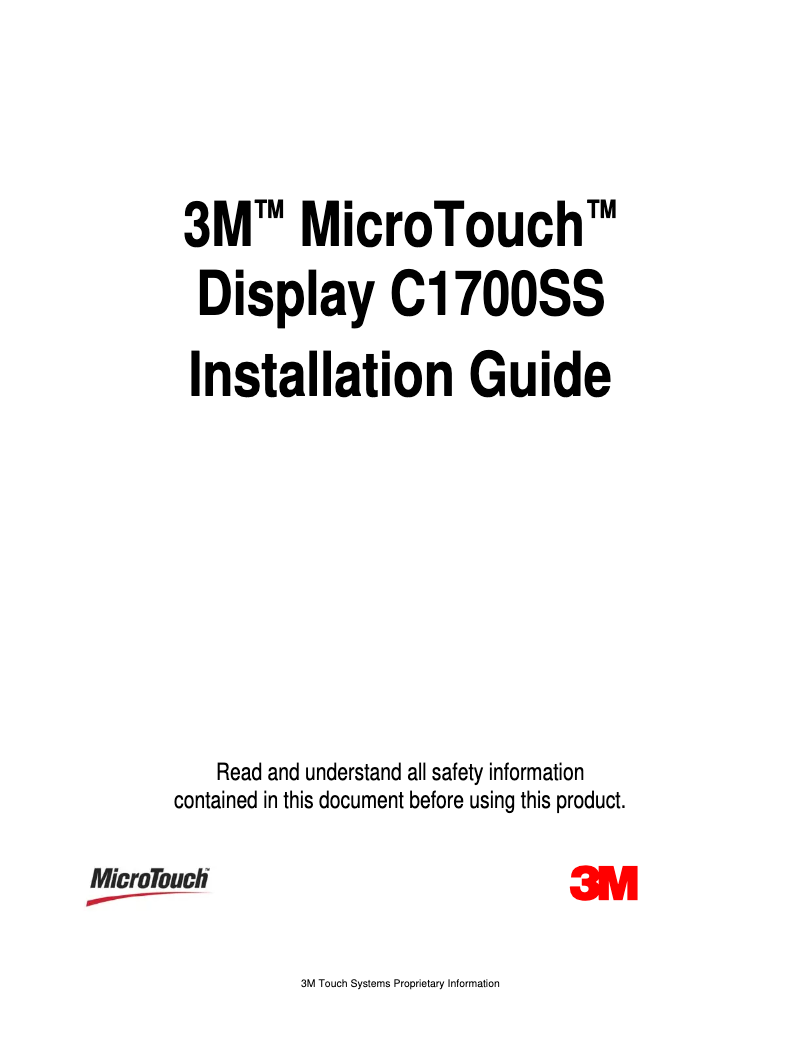 Page 1 de la notice Manuel utilisateur 3M C1700SS