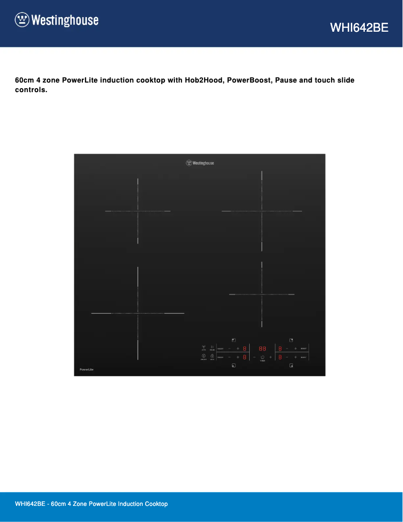 Page n°1 - Fiche technique Westinghouse WHI642BE
