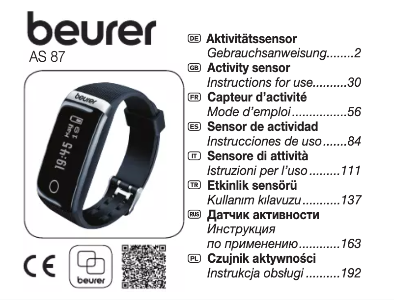 Page n°1 - Manuel utilisateur Beurer AS 87