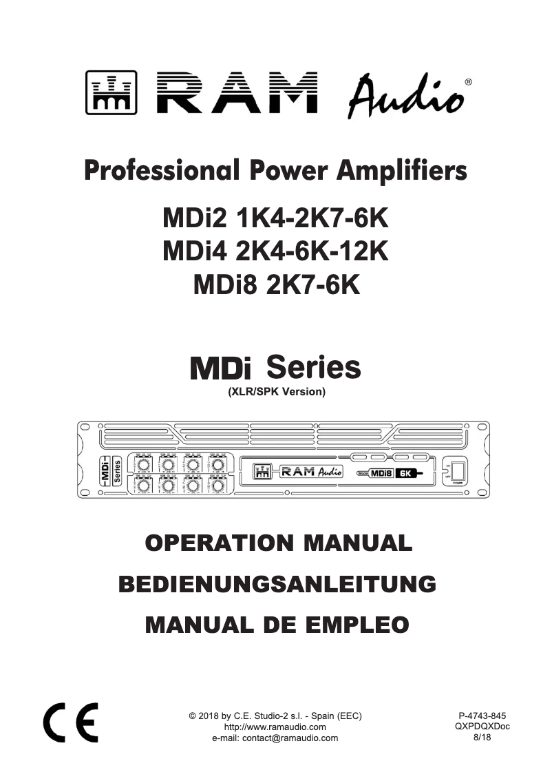 Page n°1 - Manuel utilisateur Ram Audio MDi8-2K7 S/X