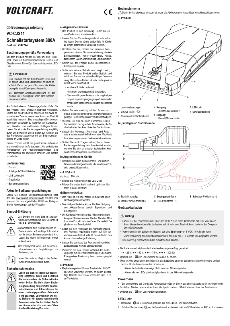Page 1 de la notice Manuel utilisateur Voltcraft VC-CJS11