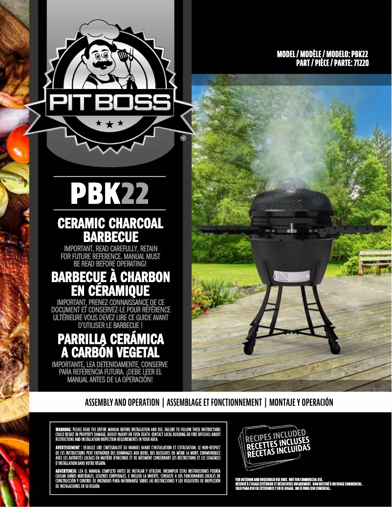 Page 1 de la notice Manuel utilisateur Pit Boss PBK22