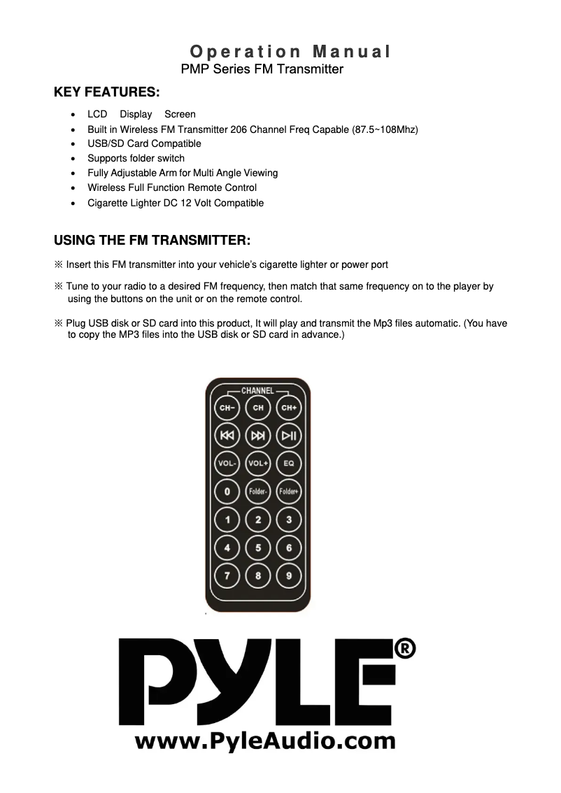 Página 1 del manual Manual de usuario Pyle PMP3B2
