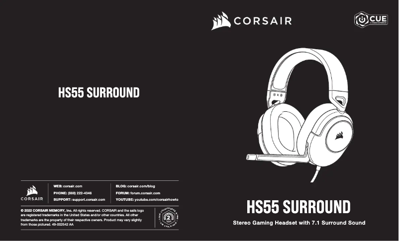Page 1 de la notice Manuel utilisateur Corsair HS65 Surround