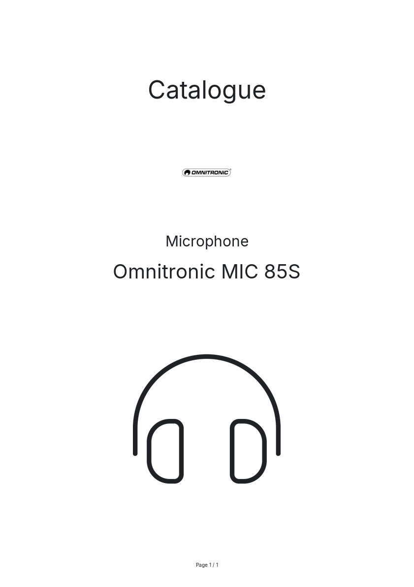 Page n°1 - Catalogue Omnitronic MIC 85S