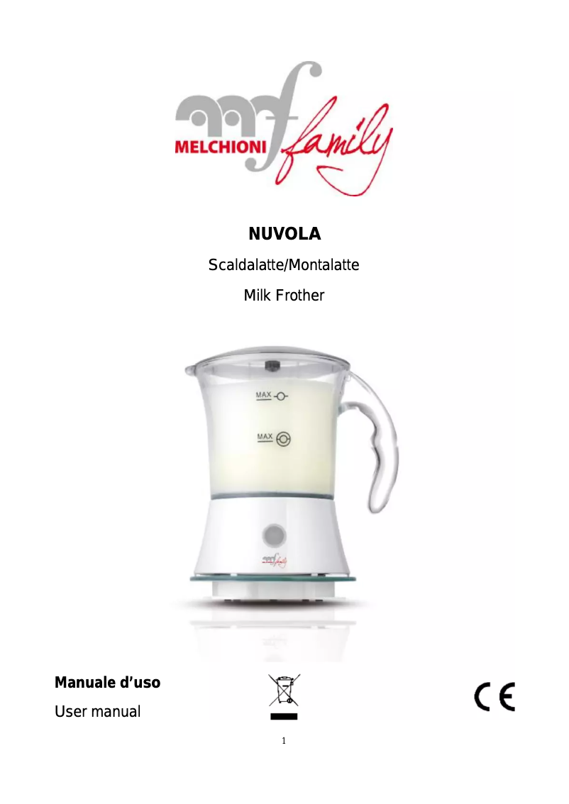 Page 1 de la notice Manuel utilisateur Melchioni Nuvola