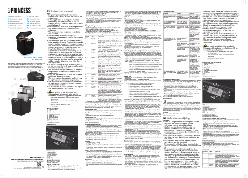 Page n°1 - Manuel utilisateur Princess 152010