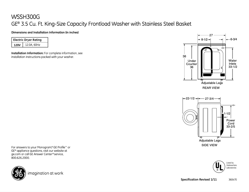 Image de la première page du manuel de l'appareil WSSH300GWW