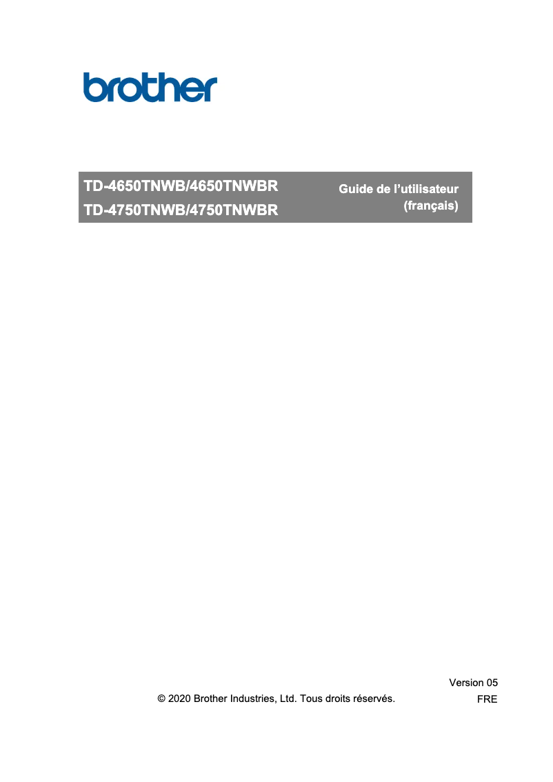 Page n°1 - Manuel utilisateur Brother TD-4750TNWBR