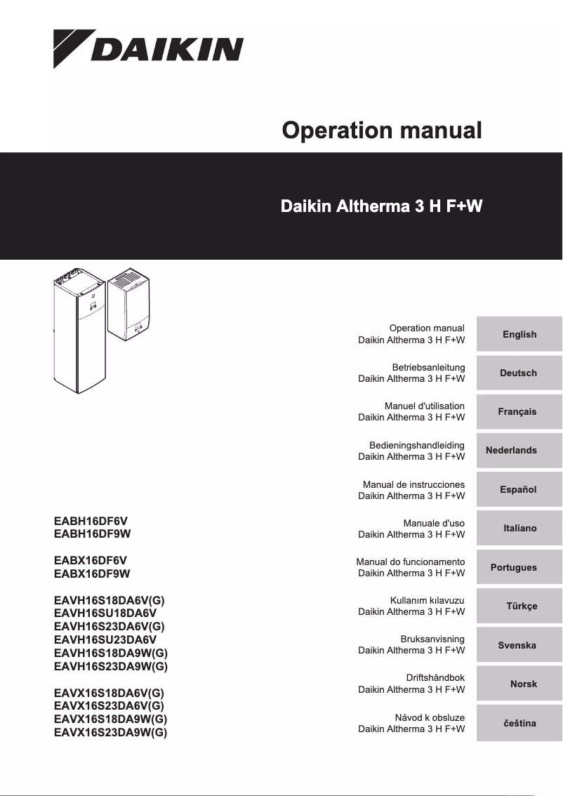 Page n°1 - Manuel utilisateur Daikin EABH16DF9W