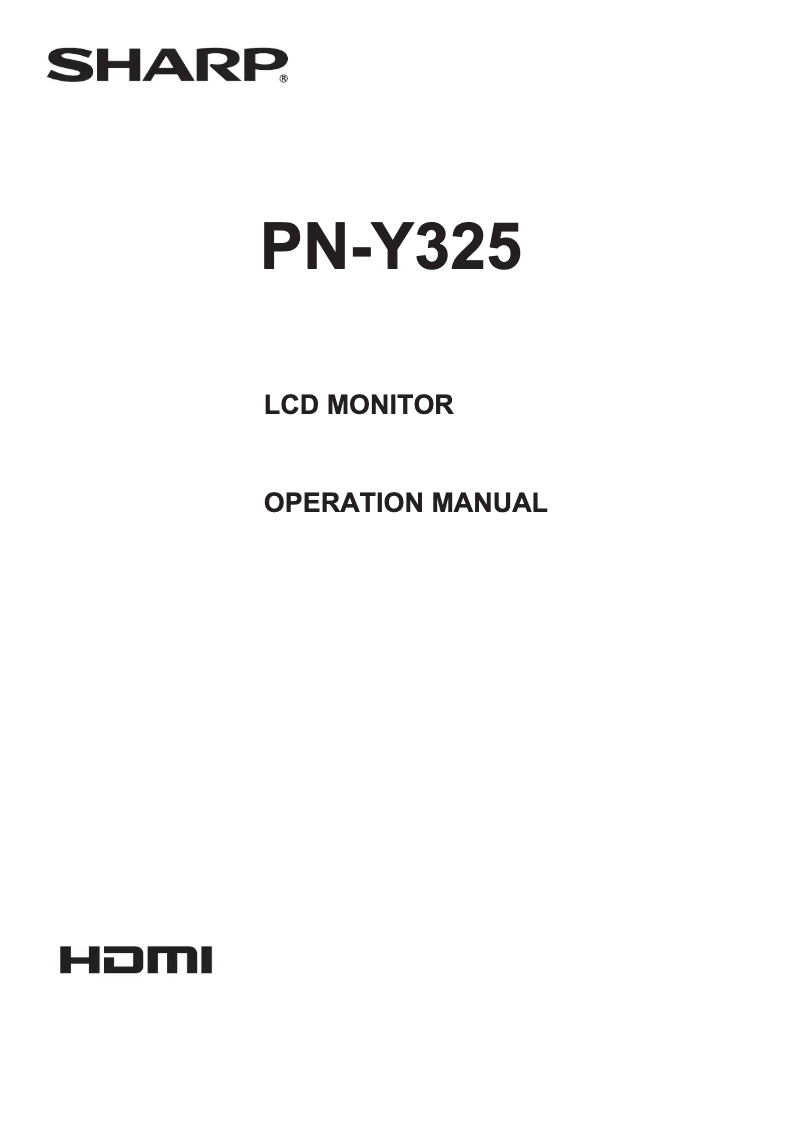 Page n°1 - Manuel utilisateur Sharp PNY325