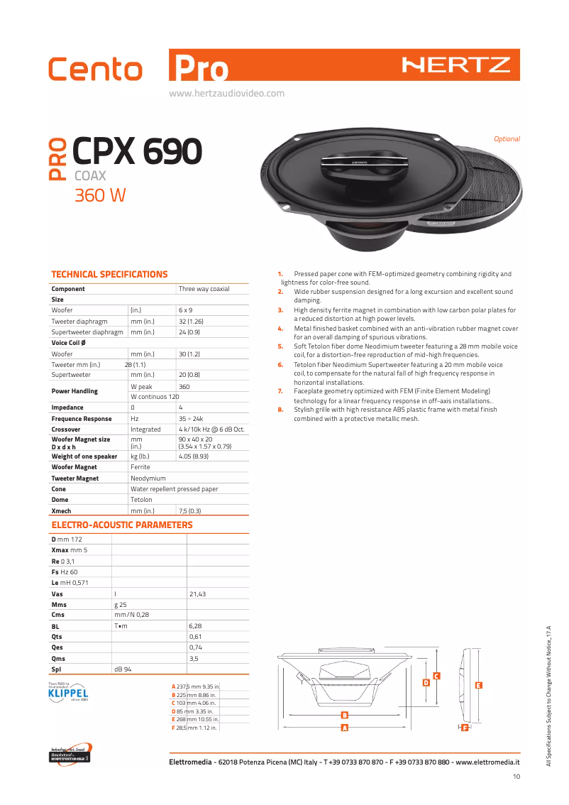 Page n°1 - Fiche technique Hertz CPX 690