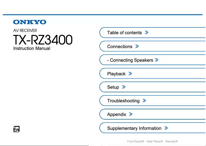 Image de la première page du manuel de l'appareil TX-RZ3400