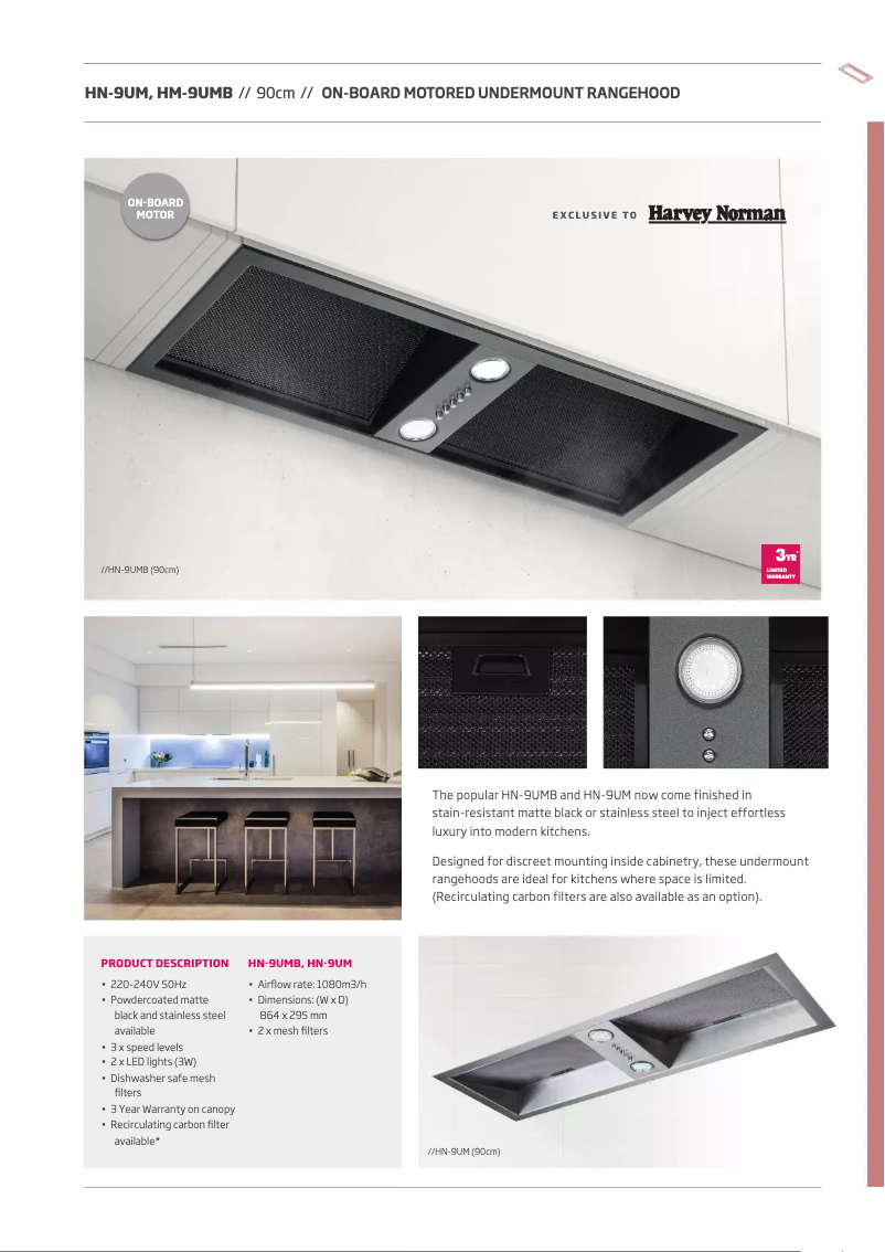 Page 1 de la notice Fiche technique Schweigen HN-9UM