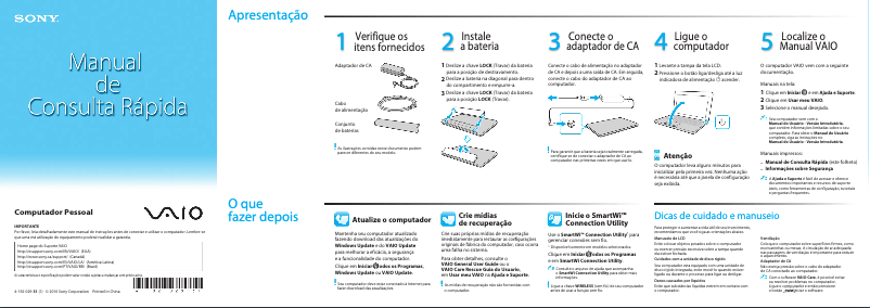 Page 1 de la notice Manuel utilisateur Sony Vaio VPCEE45FB