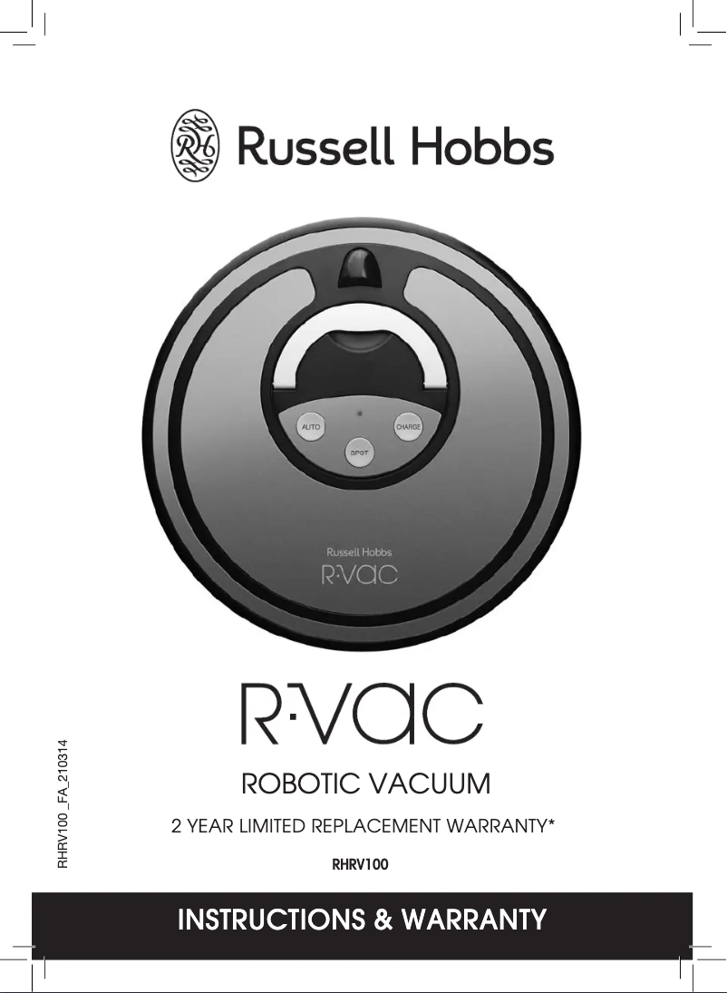 Page 1 de la notice Manuel utilisateur Russell Hobbs R-Vac RHRV100