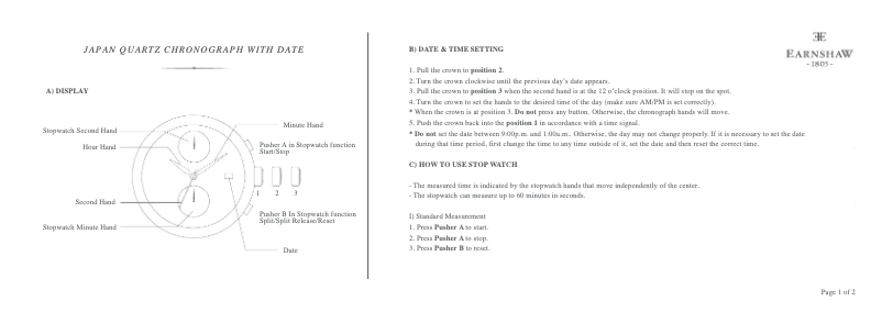 Page 1 de la notice Manuel utilisateur Earnshaw Investigator ES-8090-01