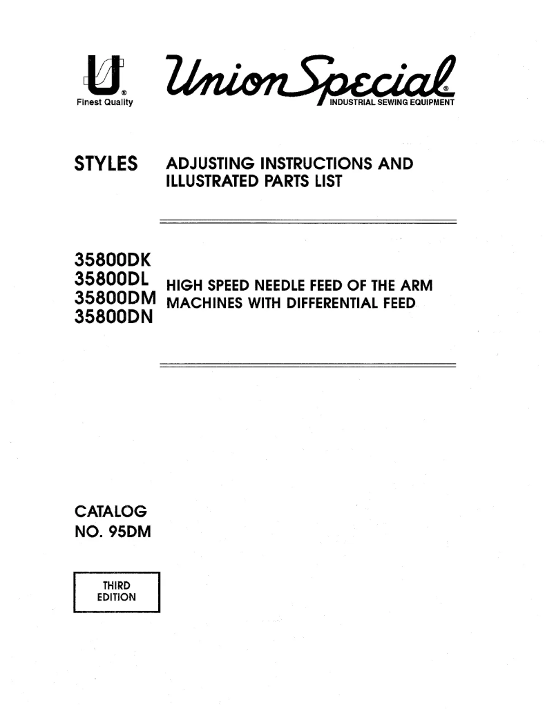 Page 1 de la notice Manuel utilisateur Union Special 35800DM