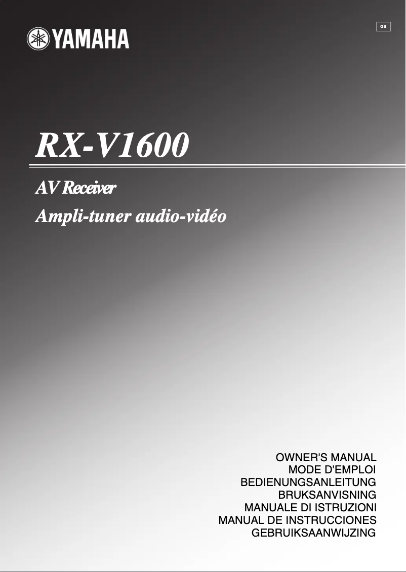 Image de la première page du manuel de l'appareil RX-V1600