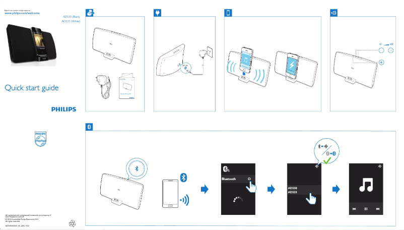 Page 1 de la notice Guide de démarrage rapide Philips AD530