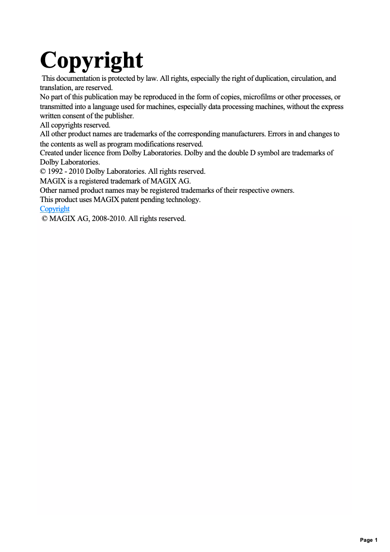 Page 1 de la notice Manuel utilisateur Magix Movie Edit Pro Plus 16