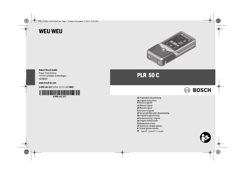 Image de la première page du manuel de l'appareil PLR 50 C