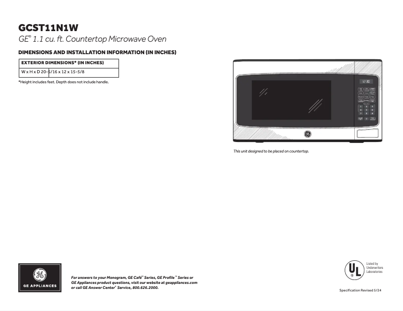 Page n°1 - Fiche technique GE GCST11N1