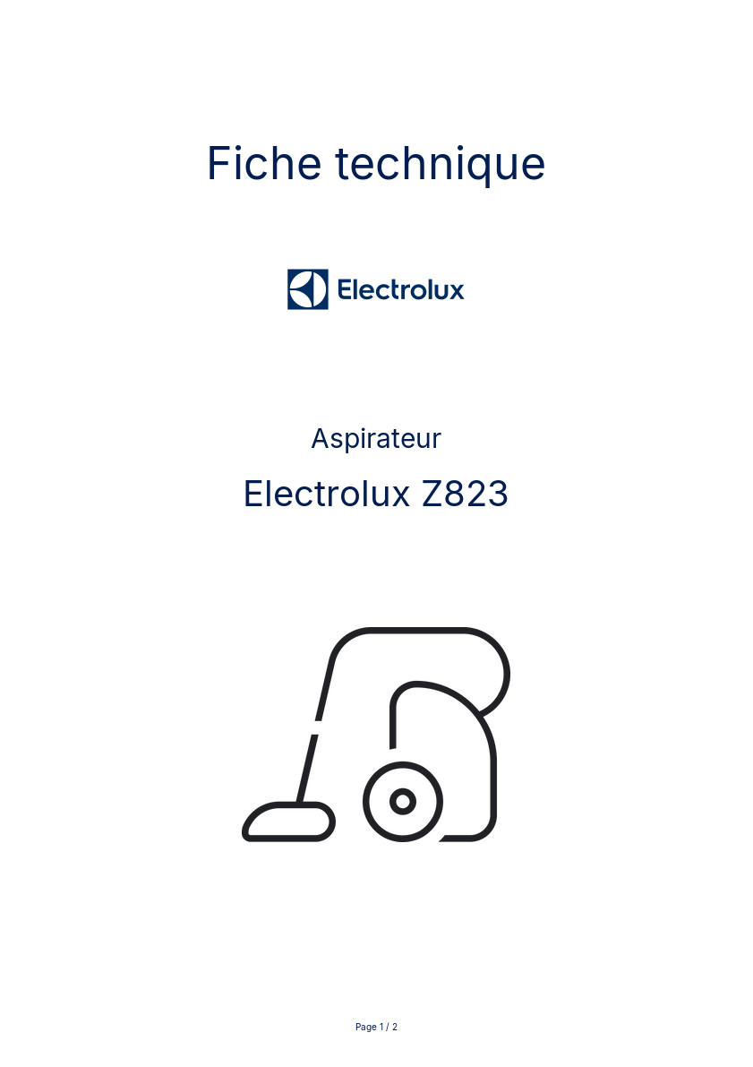 Page n°1 - Fiche technique Electrolux Z823