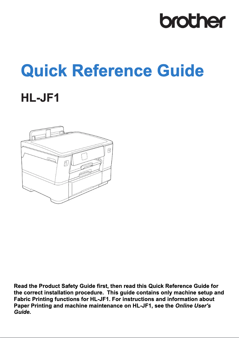 Page n°1 - Manuel utilisateur Brother HL-JF1