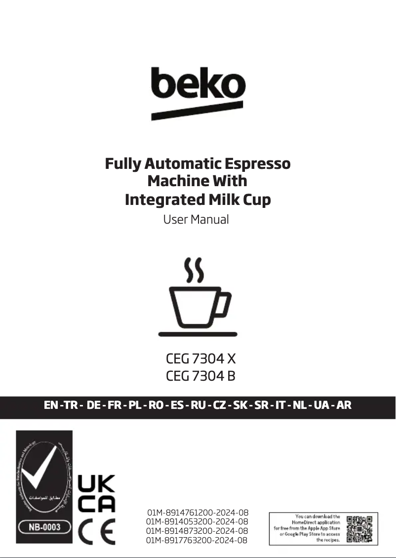 Page n°1 - Manuel utilisateur Beko CEG 7304 X