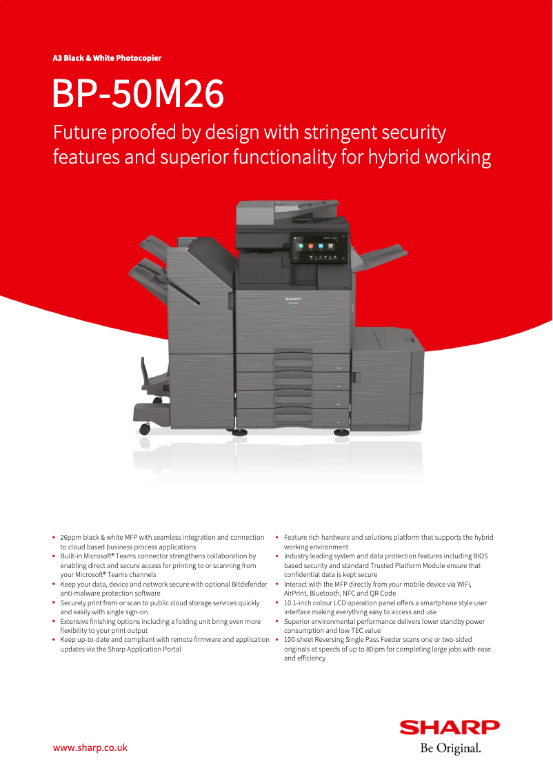 Page 1 de la notice Fiche technique Sharp BP-50M26