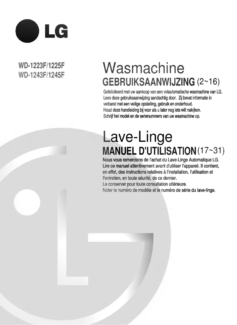 Page 1 de la notice Manuel utilisateur LG WD-1225F
