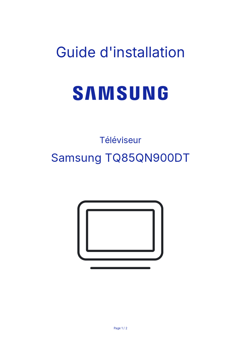 Page n°1 - Guide d'installation Samsung TQ85QN900DT