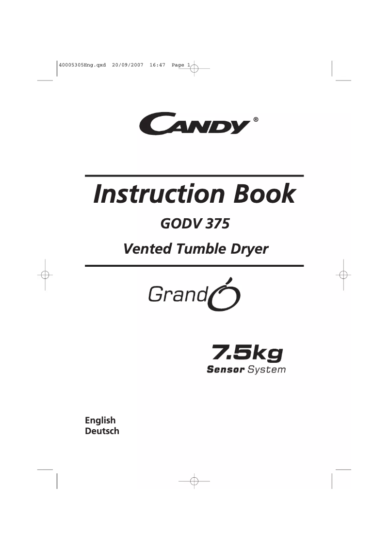 Image de la première page du manuel de l'appareil GODV 375