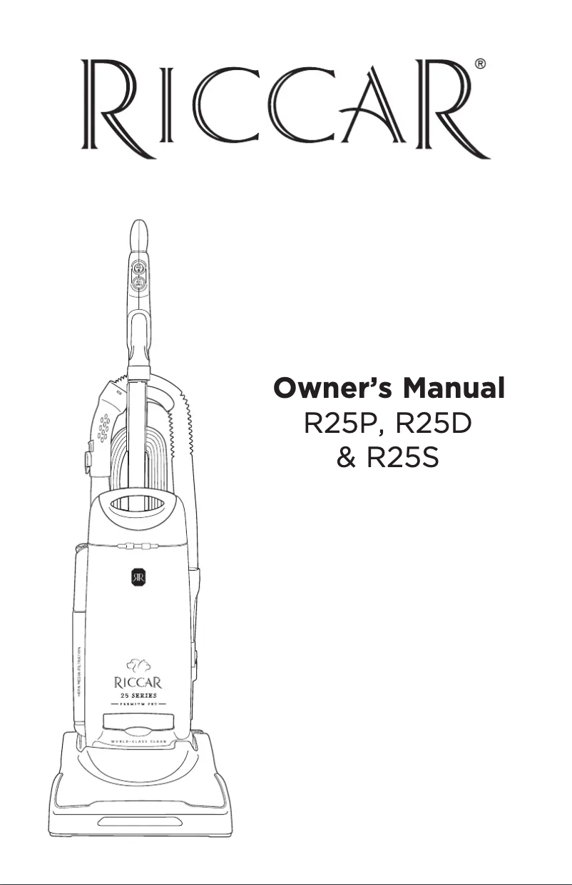 Page n°1 - Manuel utilisateur Riccar Premium Pet R25P